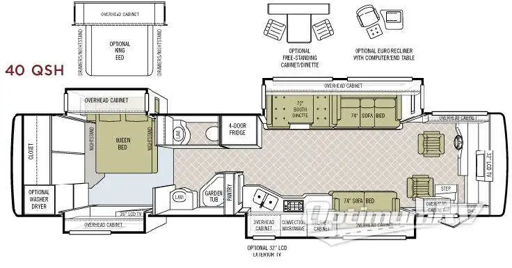 2007 Tiffin Phaeton 40 QSH RV Floorplan Photo