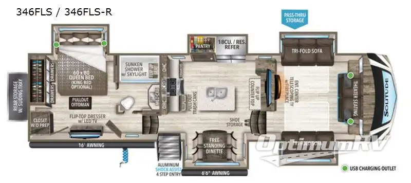 2021 Grand Design Solitude 346FLS Floorplan Photo