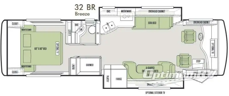 2015 Tiffin Allegro Breeze 32 BR RV Floorplan Photo