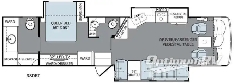 2016 Holiday Rambler Ambassador 38DBT RV Floorplan Photo
