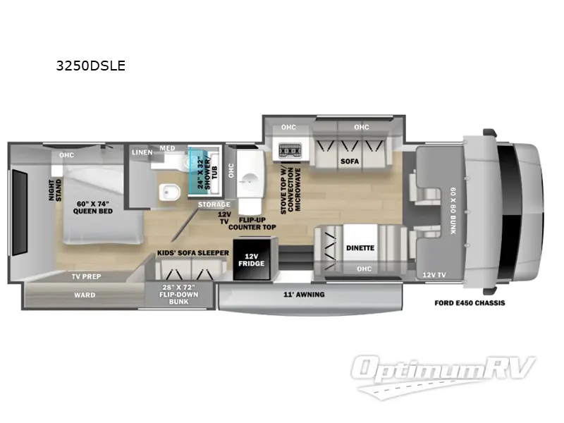 2026 Forest River Sunseeker LE 3250DSLE Ford RV Floorplan Photo