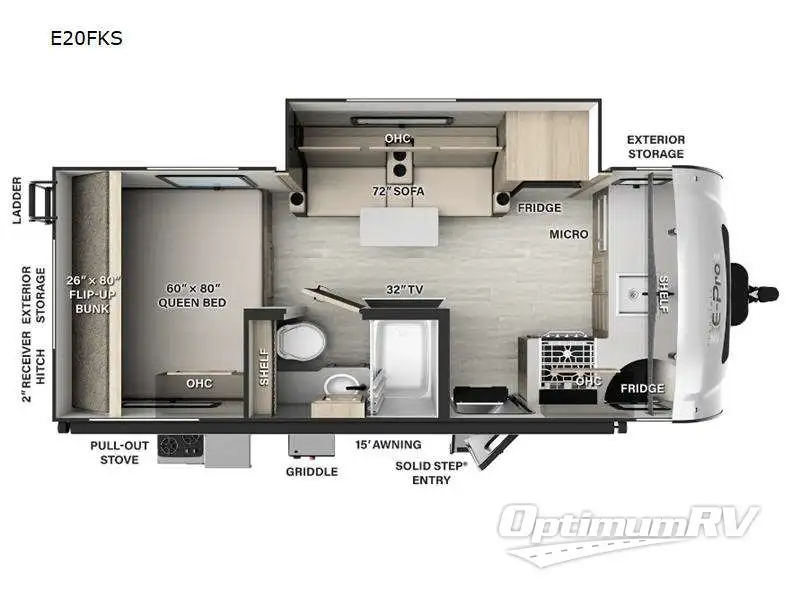 2024 Forest River Flagstaff E-Pro E20FKS Floorplan Photo