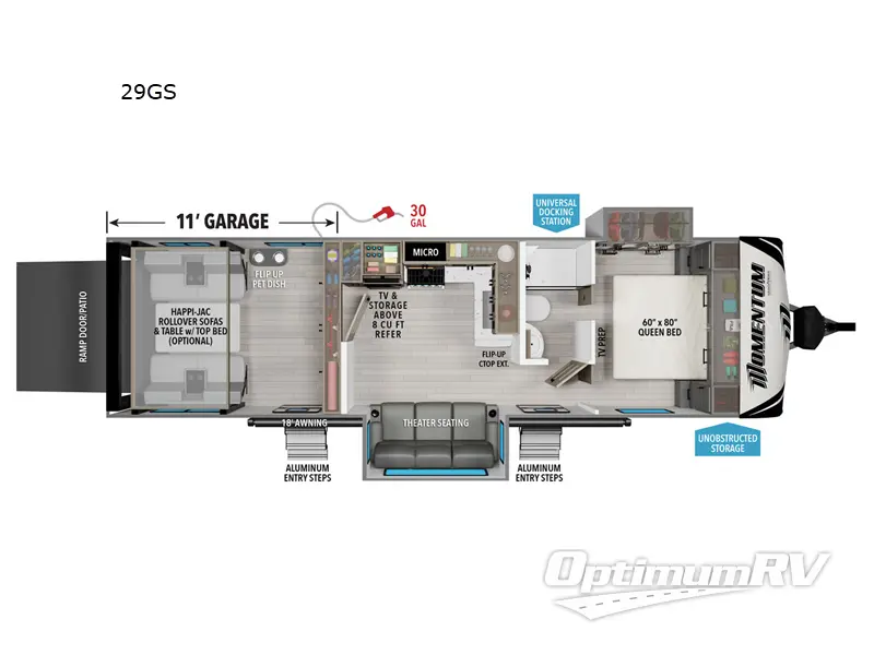 2026 Grand Design Momentum G-Class 29GS RV Floorplan Photo