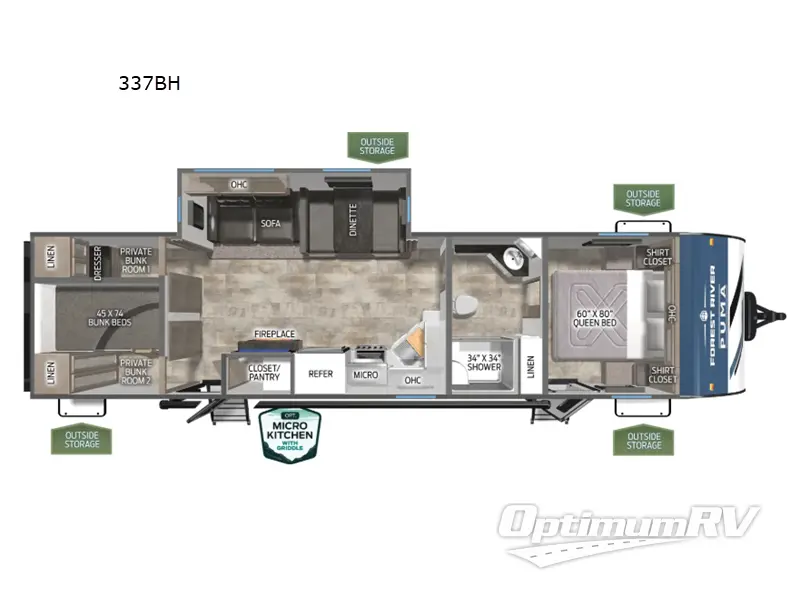 2026 Forest River Puma 337BH Floorplan Photo