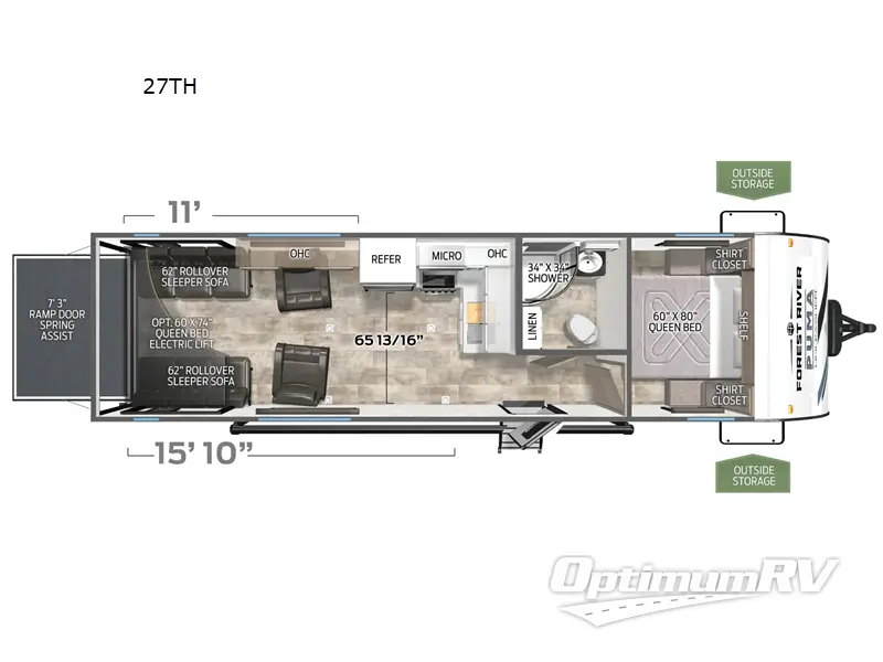 2026 Palomino Puma Unleashed 27TH RV Floorplan Photo