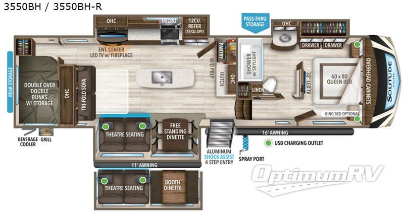 2020 Grand Design Solitude S-Class 3550BH-R Floorplan Photo