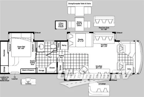 2006 Winnebago Journey 39 K RV Floorplan Photo