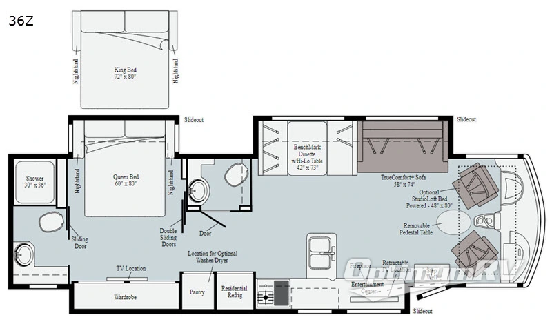 2020 Winnebago Adventurer 36Z RV Floorplan Photo