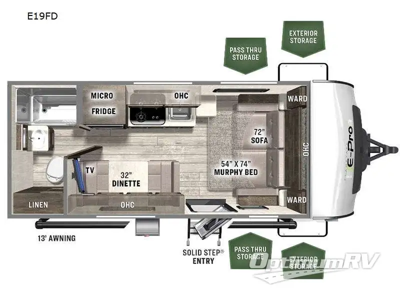 2022 Forest River Flagstaff E-Pro E19FD Floorplan Photo