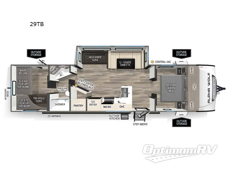 2026 Forest River Cherokee Alpha Wolf 22SW RV Floorplan Photo