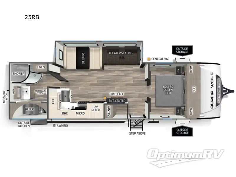 2026 Forest River Cherokee Alpha Wolf 25RB RV Floorplan Photo