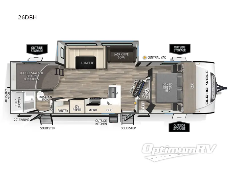 2026 Forest River Cherokee Alpha Wolf 26DBH Floorplan Photo