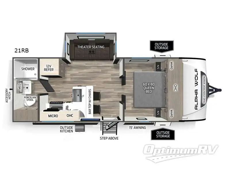 2026 Forest River Cherokee Alpha Wolf 21RB Floorplan Photo