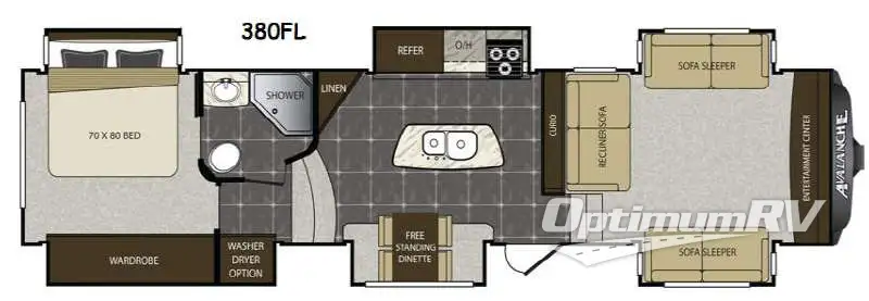 2015 Keystone Avalanche 390RB Floorplan Photo