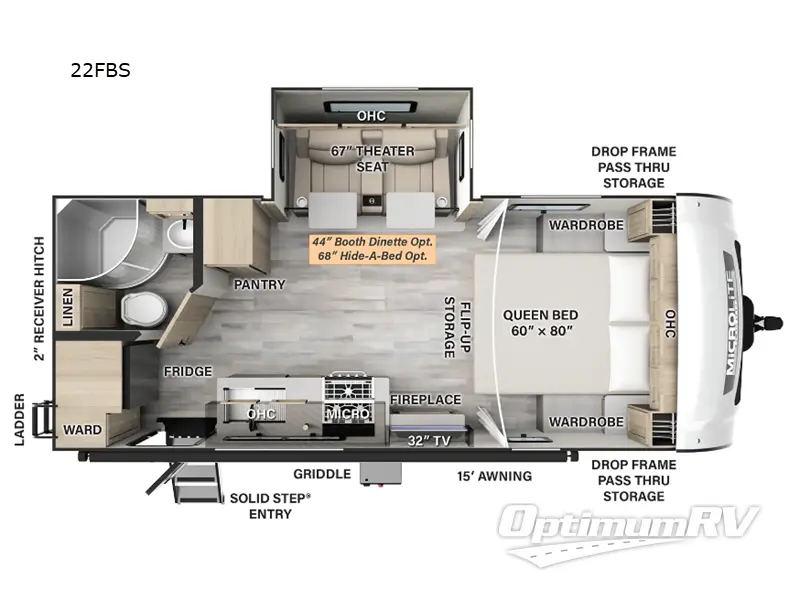 2024 Forest River Flagstaff Micro Lite 22FBS RV Floorplan Photo