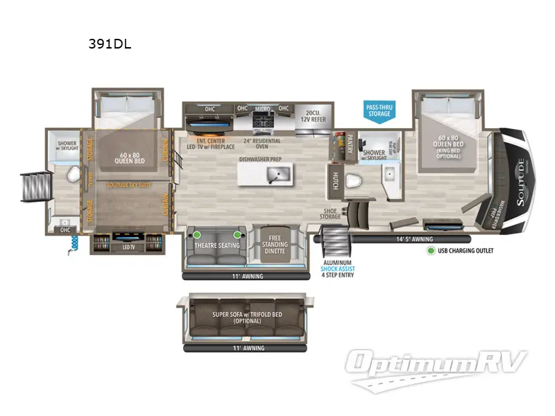 2024 Grand Design Solitude 391DL RV Floorplan Photo