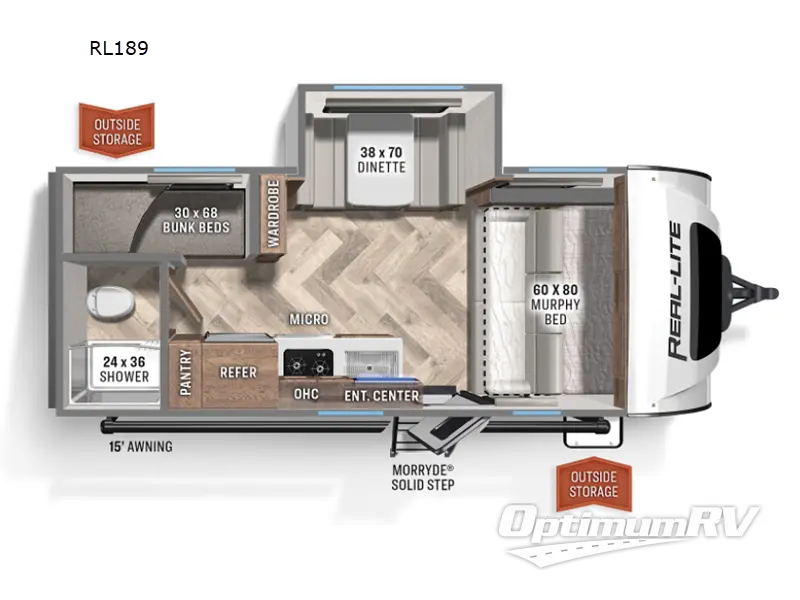 2022 Palomino Real-Lite Mini RL-189 RV Floorplan Photo