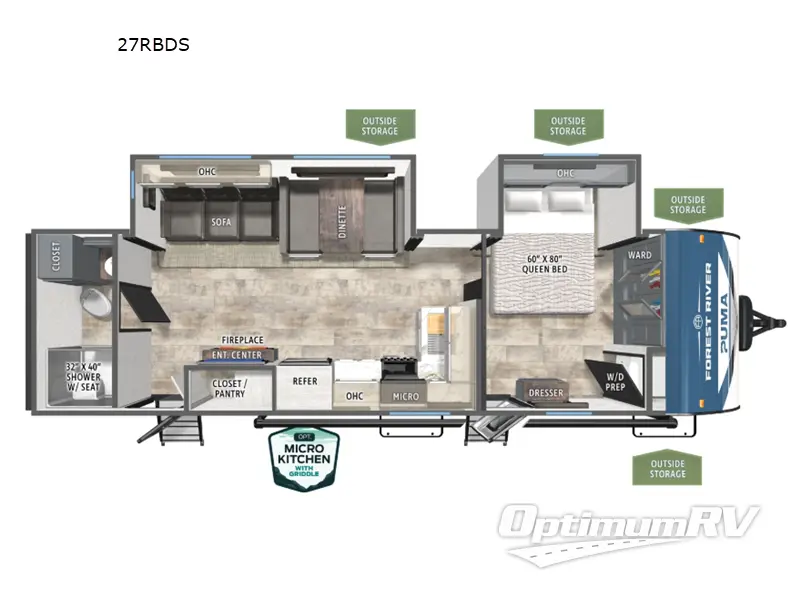 2026 Forest River Puma 27RBDS Floorplan Photo