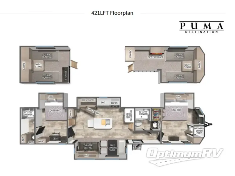 2026 Palomino Puma Destination 421LFT RV Floorplan Photo