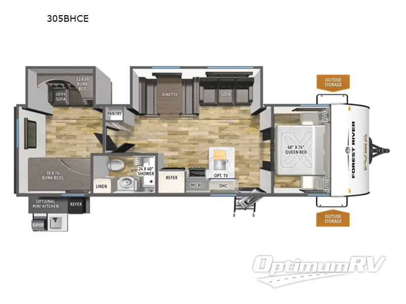 2026 Forest River Puma Camping Edition 305BHCE Floorplan Photo