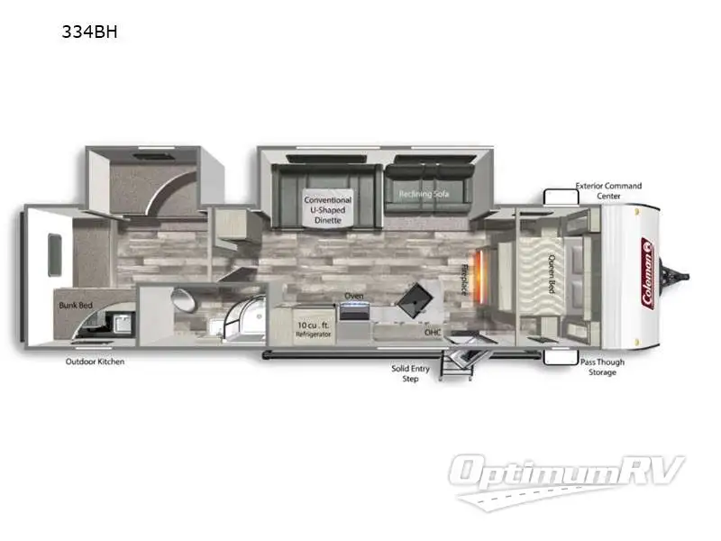 2022 Dutchmen Coleman Lantern Series 334BH RV Floorplan Photo