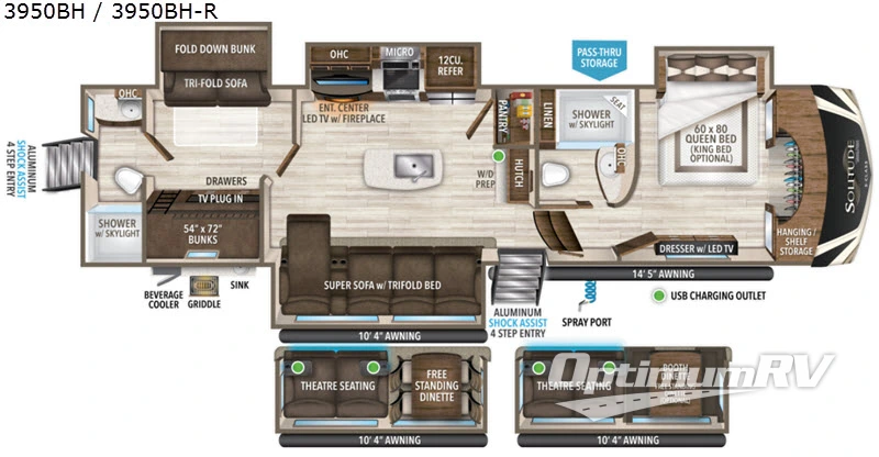 2020 Grand Design Solitude S-Class 3950BH Floorplan Photo