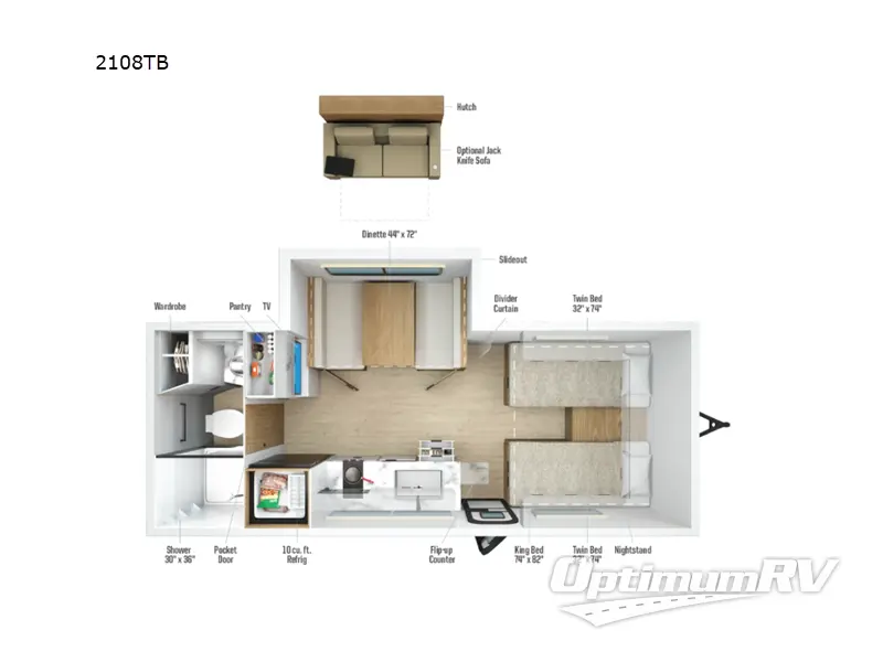 2027 Winnebago Micro Minnie 2108TB Floorplan Photo
