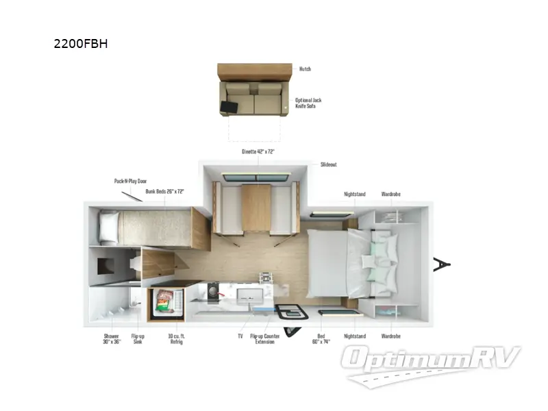 2027 Winnebago Micro Minnie 2200FBH Floorplan Photo