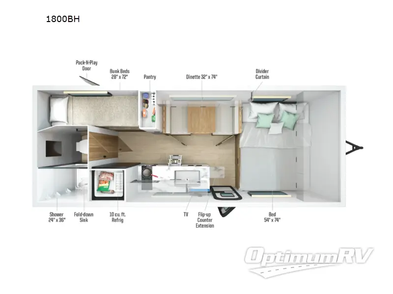 2027 Winnebago Micro Minnie 1800BH RV Floorplan Photo