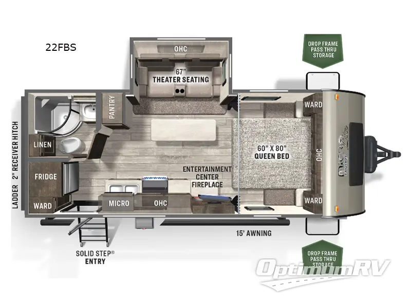2022 Forest River Flagstaff Micro Lite 22FBS Floorplan Photo