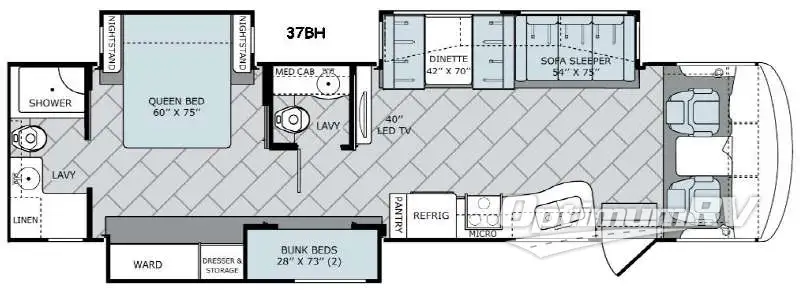 2016 Holiday Rambler Vacationer 37BH RV Floorplan Photo