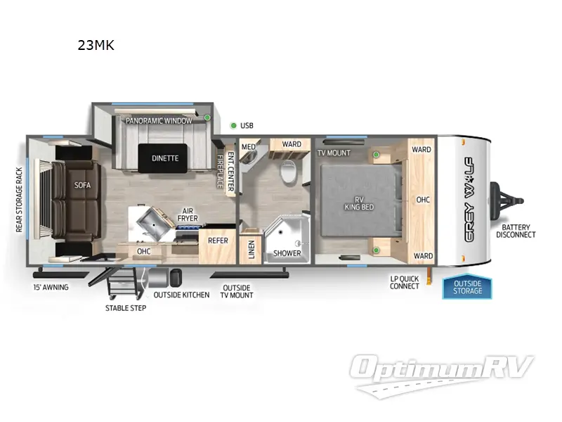 2026 Forest River Cherokee Grey Wolf 23MK Floorplan Photo