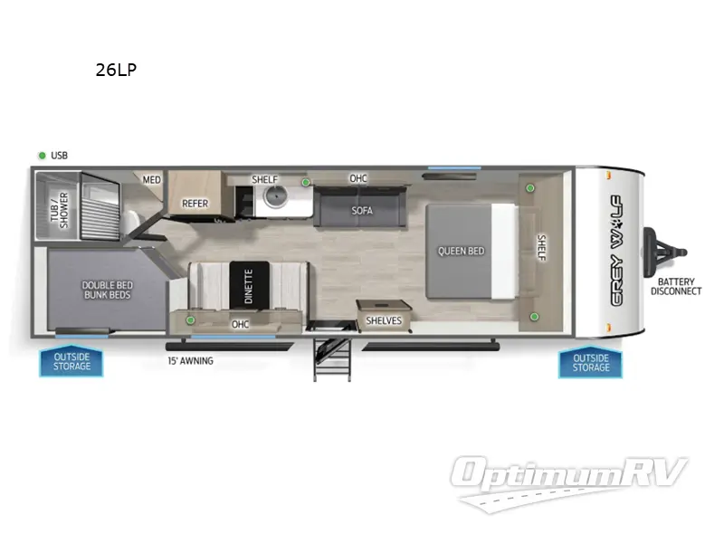 2026 Forest River Cherokee Grey Wolf 26LP RV Floorplan Photo