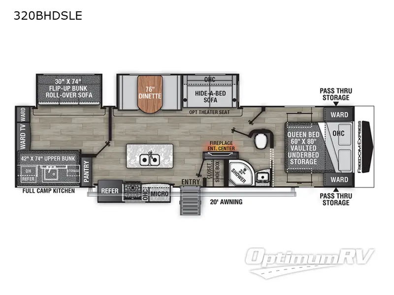 2023 Coachmen Freedom Express Liberty Edition 320BHDSLE Floorplan Photo