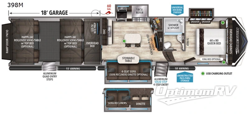 2019 Grand Design Momentum M-Class 398M RV Floorplan Photo