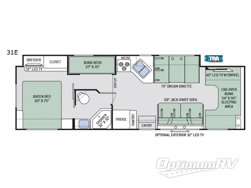 2017 Thor Four Winds 31E Bunkhouse RV Floorplan Photo