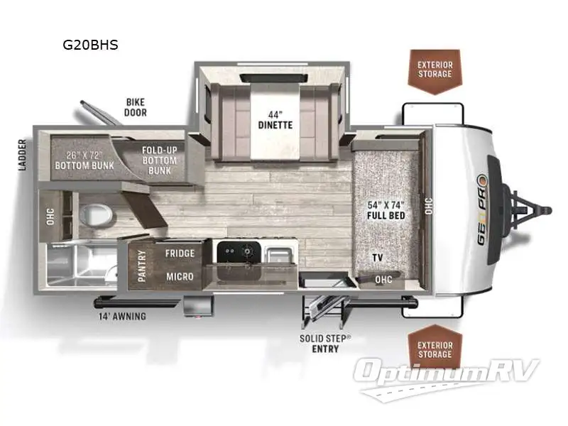 2023 Forest River Rockwood GEO Pro G20BHS Floorplan Photo