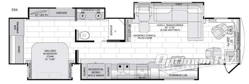 2015 American Coach American Revolution 39A RV Floorplan Photo