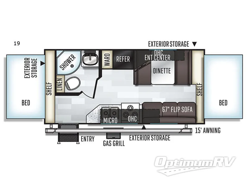 2019 Forest River Rockwood Roo 19 Floorplan Photo