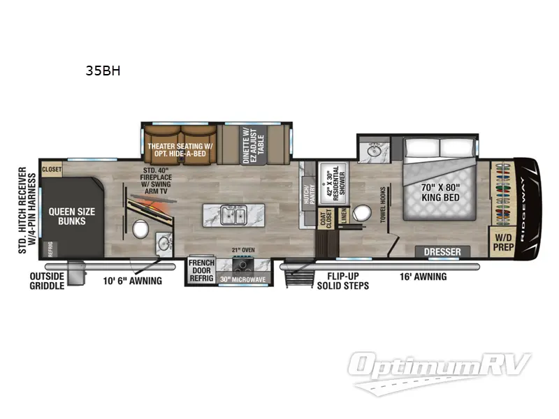 2026 KZ Ridgeway 35BH Floorplan Photo