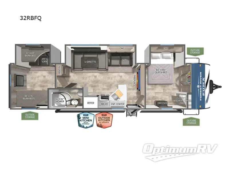 2026 Forest River Puma 32RBFQ RV Floorplan Photo