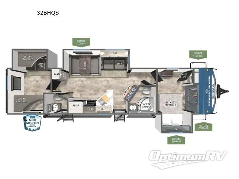 2026 Forest River Puma 32BHQS RV Floorplan Photo