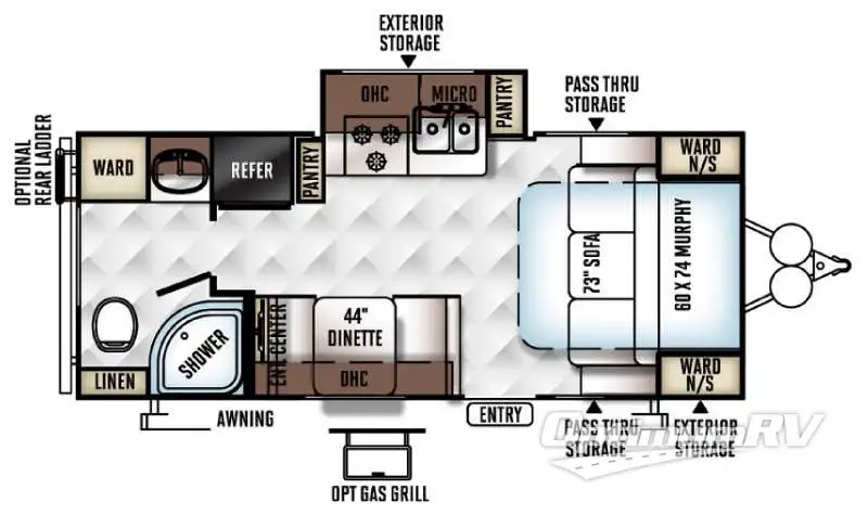 2016 Forest River Flagstaff Micro Lite 23FBKS RV Floorplan Photo