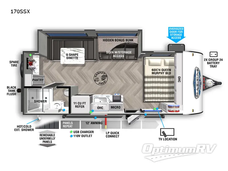 2022 Forest River Salem FSX 170SSX RV Floorplan Photo