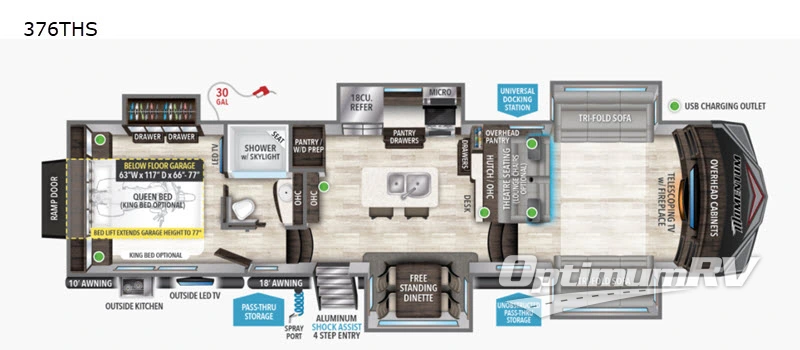 2021 Grand Design MOMENTUM 376THS Floorplan Photo