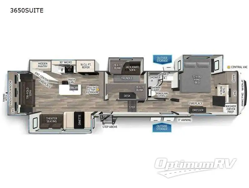 2025 Forest River Cherokee Arctic Wolf Suite 3650 Floorplan Photo