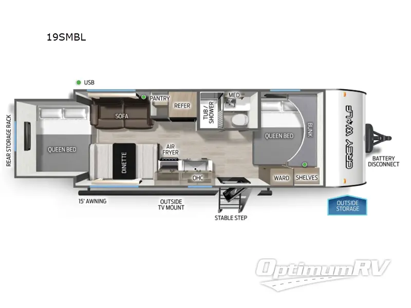 2026 Forest River Cherokee Grey Wolf Black label 19SMBL RV Floorplan Photo