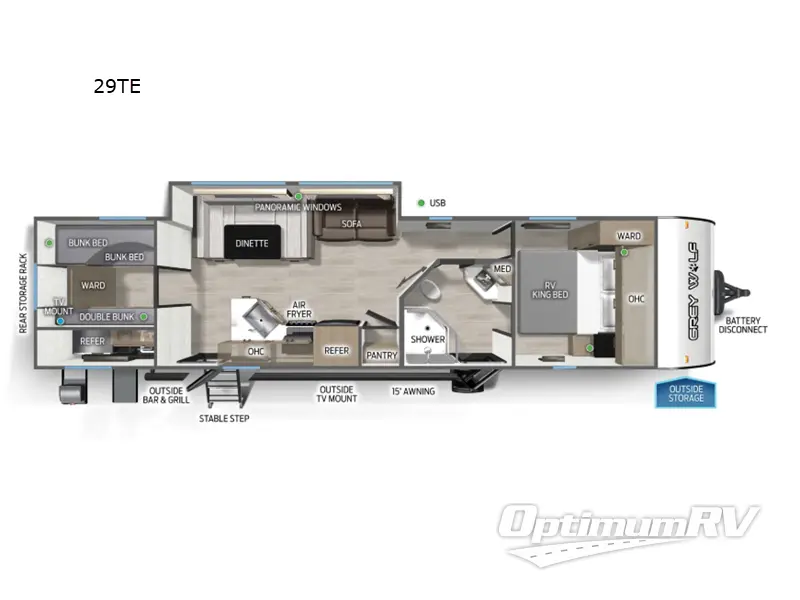 2026 Forest River Cherokee Grey Wolf 29TE RV Floorplan Photo