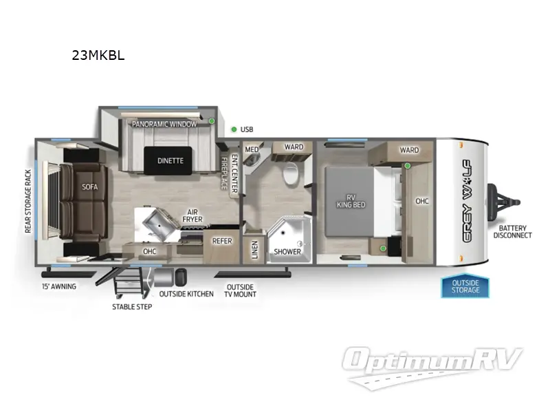 2026 Forest River Cherokee Grey Wolf Black label 23MKBL Floorplan Photo