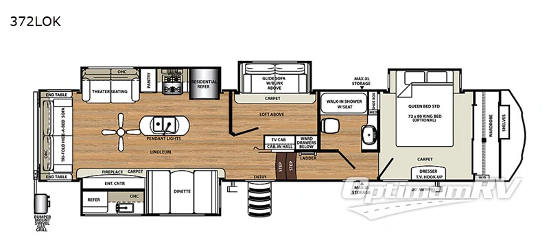 2019 Forest River Sandpiper 372LOK Floorplan Photo